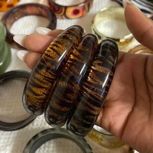 Zebra Printed Acrylic Bracelets, OS